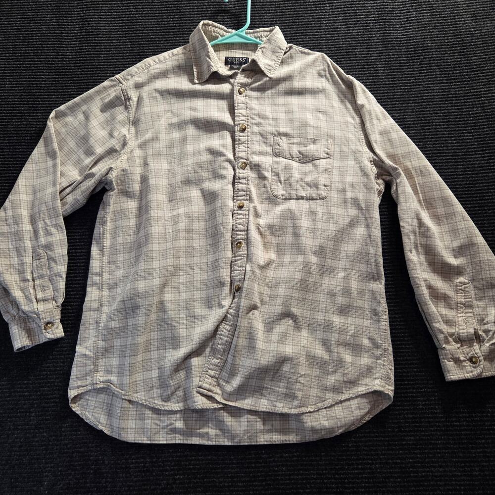 Vintage 90s GUESS 2XL Men's Button Up Long Sleeve 100% Cotton